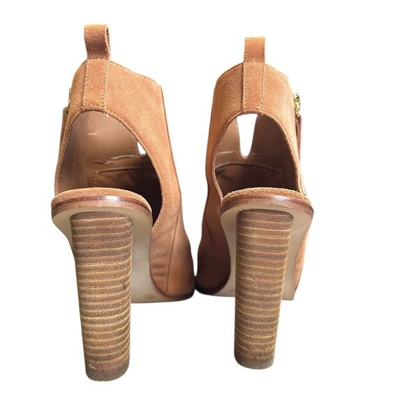 Gianni Bini Brown Suede Peep Toe Ankle Booties 9 - Picture 3 of 7